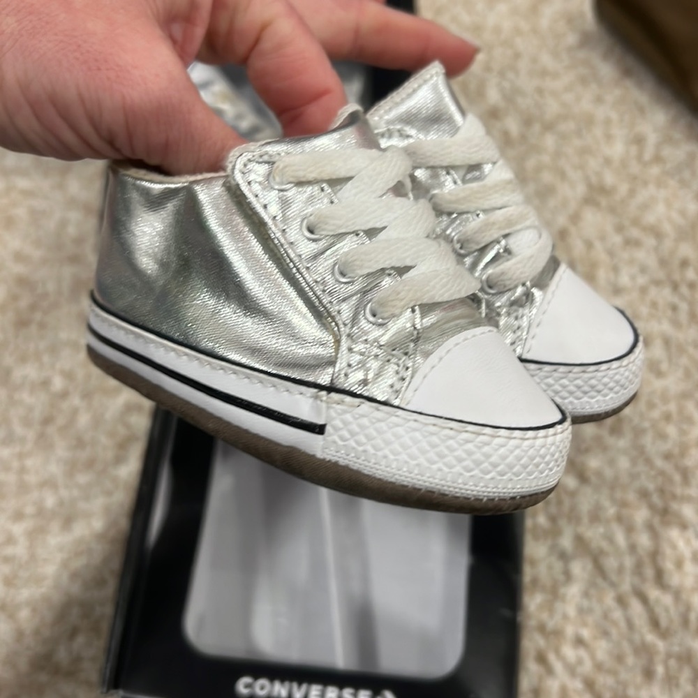 Silver baby converse